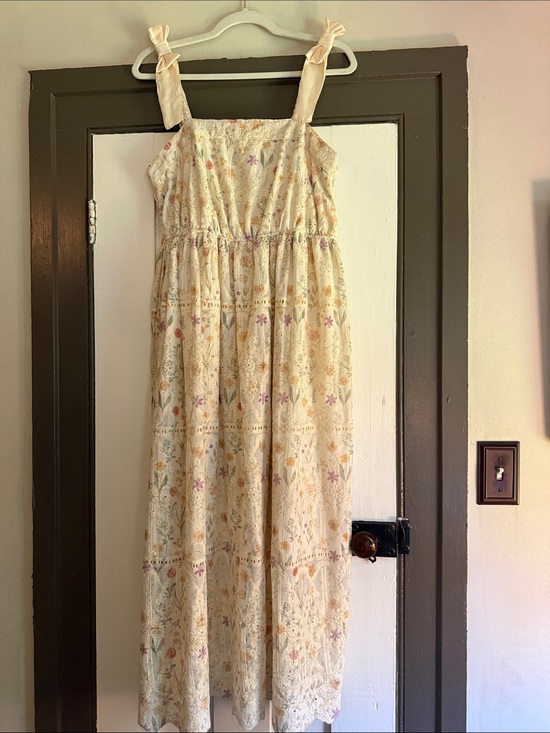 Umgee Dresses & Skirts - Umgee Cream Floral Tiered Maxi Dress with Tie Straps